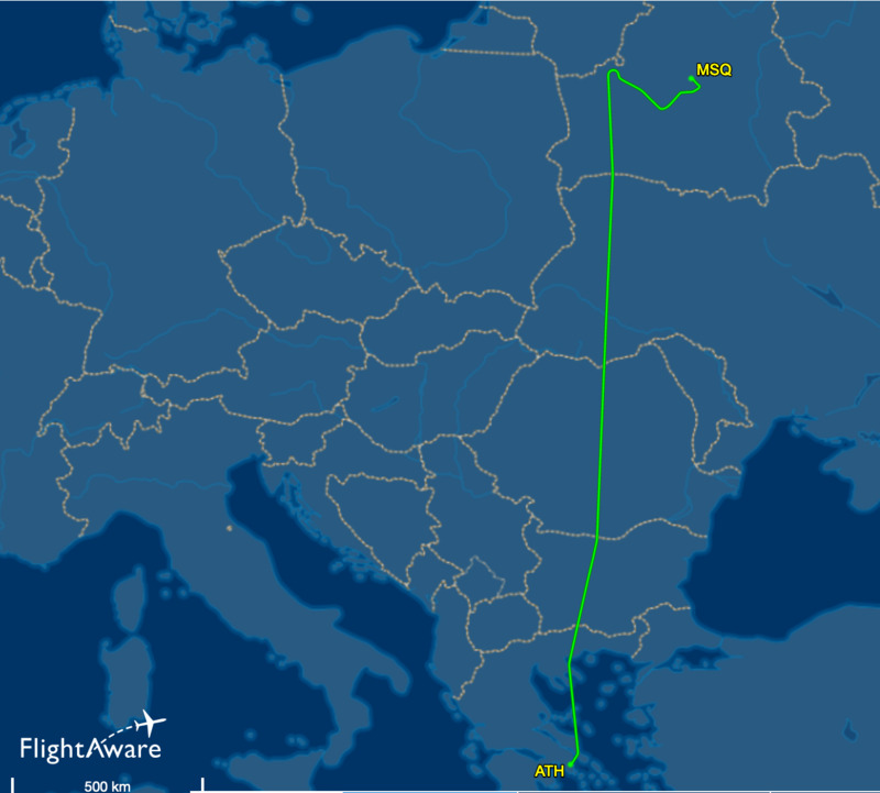 Da stimmt was nicht mit Flug RYR1TZ, dem Flug, der in Minsk gelandet ist statt weiter nach Vilnius zu fliegen