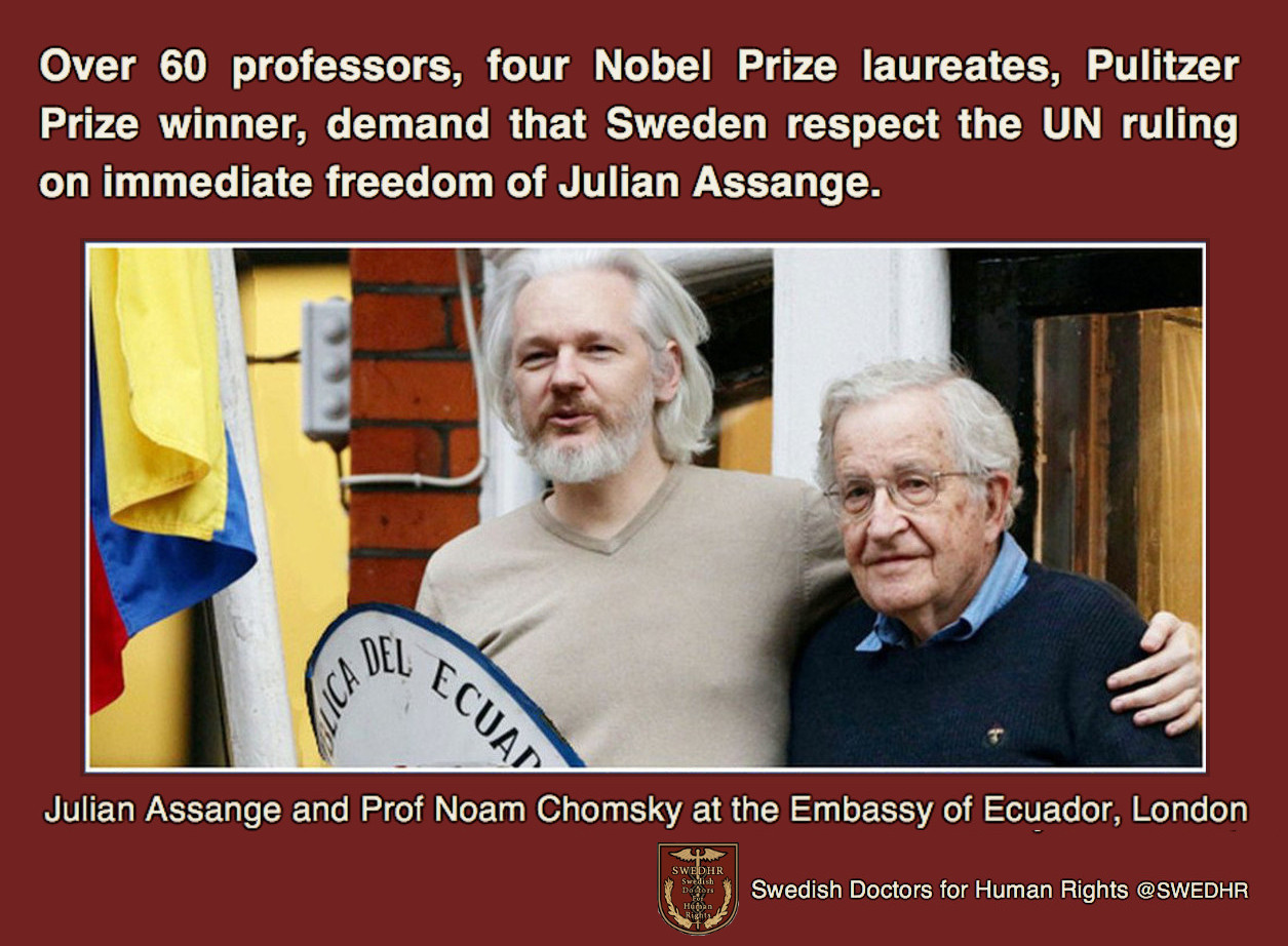 Over 60 professors, four Nobel Prize winners, demand Sweden to respect the UN ruling on Assange’s freedom