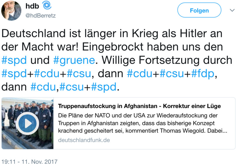 Deutschland ist länger im Krieg als Hitler an der Macht war