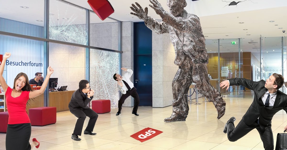Willy-Brandt-Statue erwacht zum Leben und randaliert in SPD-Zentrale