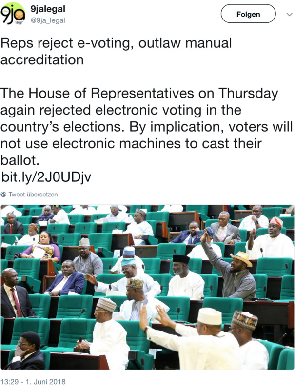 Demokratie in Nigeria – evoting abgelehnt, zu unsicher