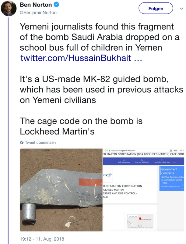 Die Bombe, die die Saudis auf den Schulbus im Jemen abgeworfen haben, ist ein US-Produkt