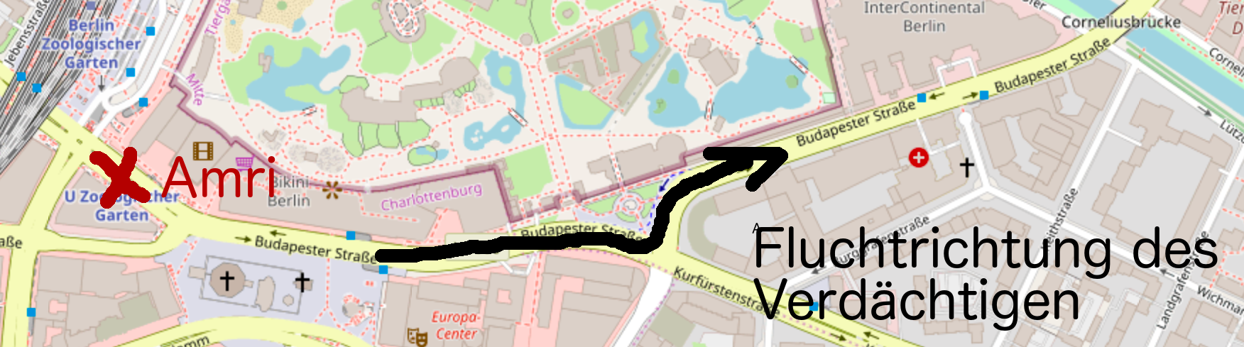 Lageplan des Tatorts (Quelle: OpenStreetmap)