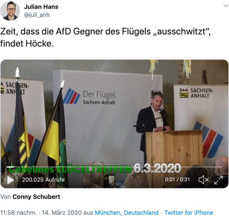 Geheimes Flügeltreffen 6.3.2020, Bernd Höcke