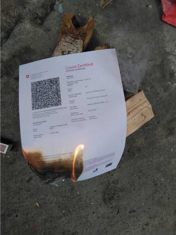 Verbrennung des Covid-Zertifikats