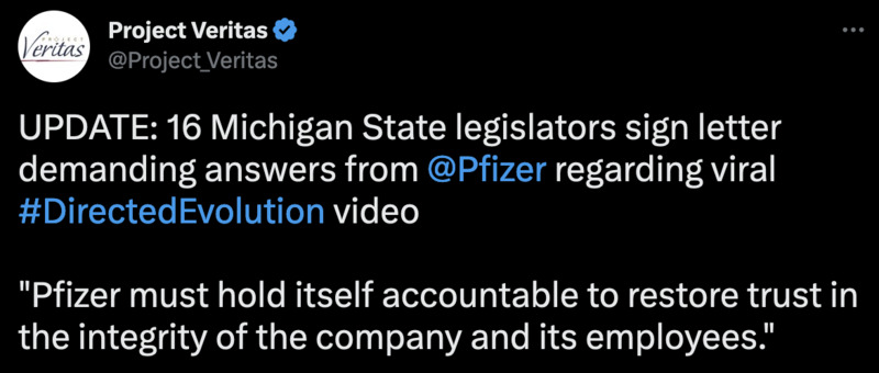 Zumindest Abgeordnete des Parlaments von Michigan würden gerne wissen, was Pfizer zur Aussage seines Forschungsdirektors sagt
