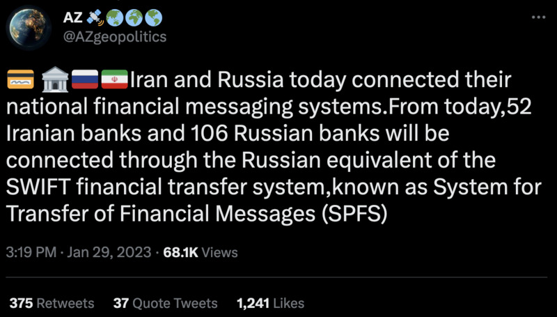 Russland und Iran haben ihren SWIFT-Bypass gelegt