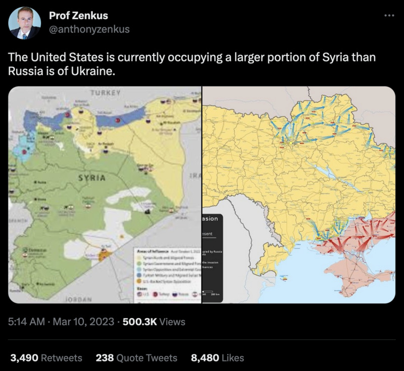 Die USA besetzen derzeit eine grössere Fläche Syriens als Russland von der Ukraine