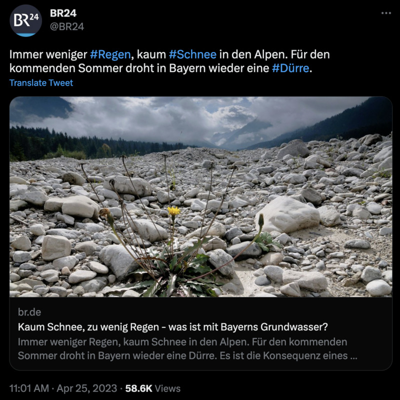 In sieben Tagen von Dürre auf Überflutung: im Bayerischen Rundfunk verläuft der Klimawandel besonders schnell