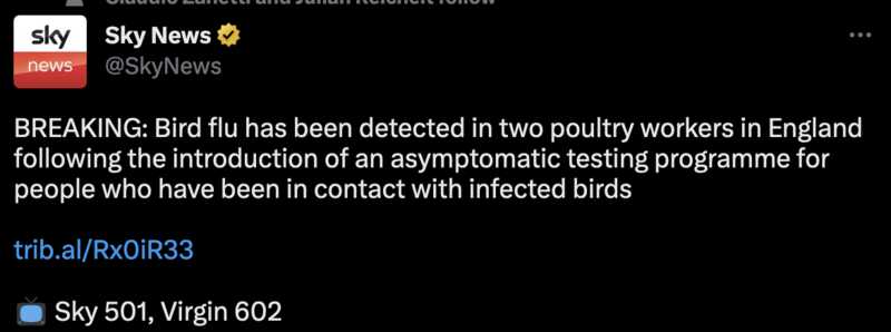 Jetzt neu bei den “asymptomatischen Krankheiten”: die gute, alte Vogelgrippe