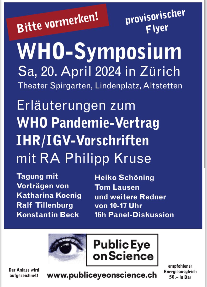 WHO-Symposium am 20.04.2024 in Zürich
