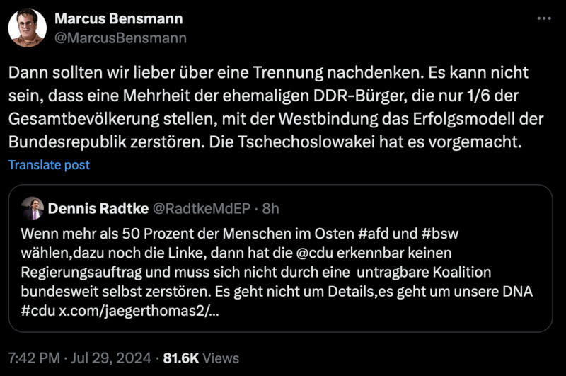 Marcus Bensmann von der Zensur- und Manipulationsorganisation “Correctiv” schliesst sich der Forderung der PARTEI an, die Mauer wieder aufzubauen