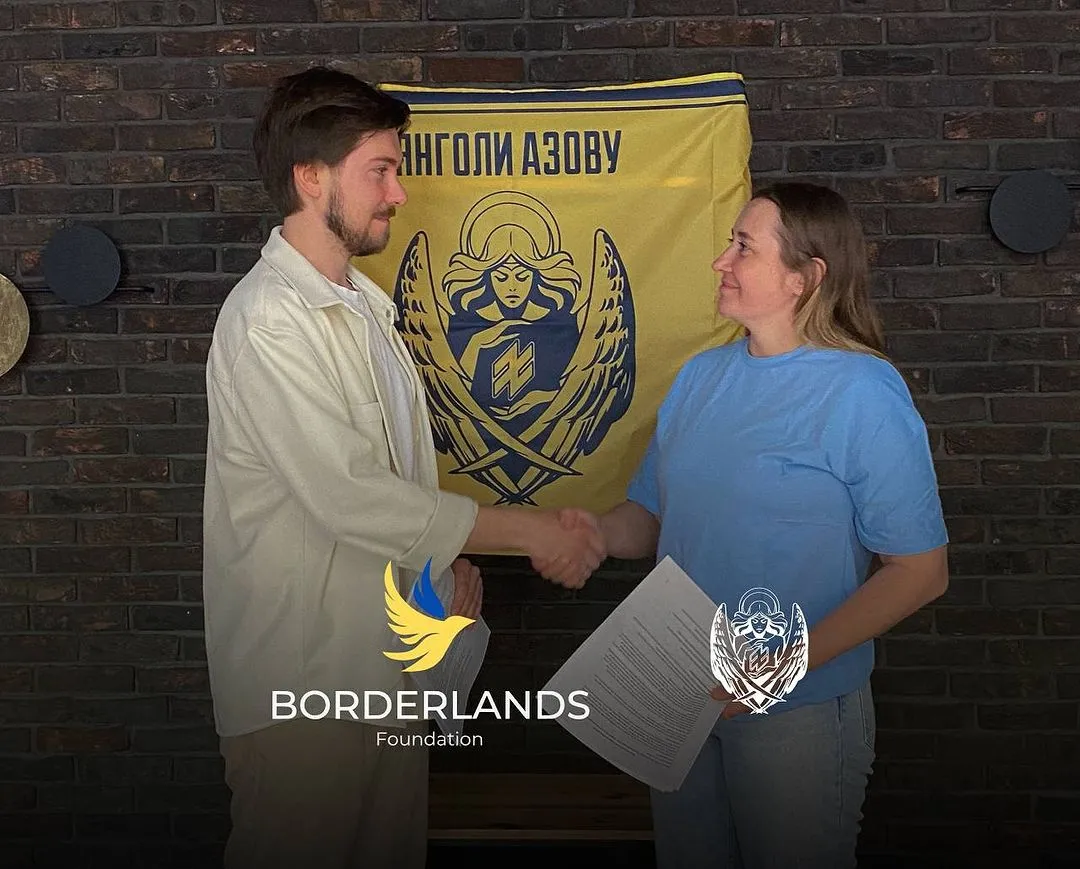 A photo from Borderlands Foundation’s Instagram page highlights their partnership with Azov Patronage Service.
