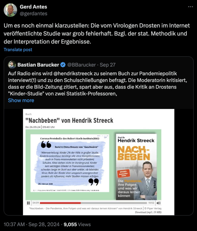 Dafür kam bei Drostens “Studie” das “Richtige” heraus