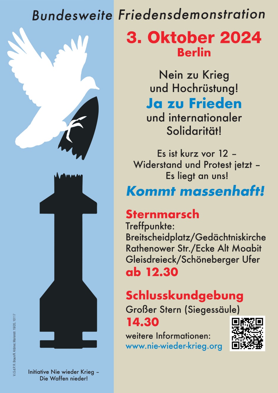 Bundesweite Friedensdemo am 3. Oktober 2024 in Berlin