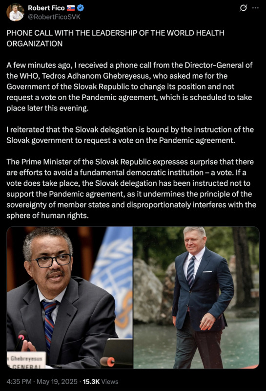 Massenmörder Tedros fordert den slowakischen Premierminister Fico auf, doch demokratische Rituale wie Wahlen oder Abstimmungen tunlichst zu unterlassen