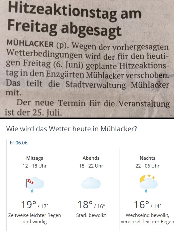 Hitzeaktionstag am Freitag abgesagt