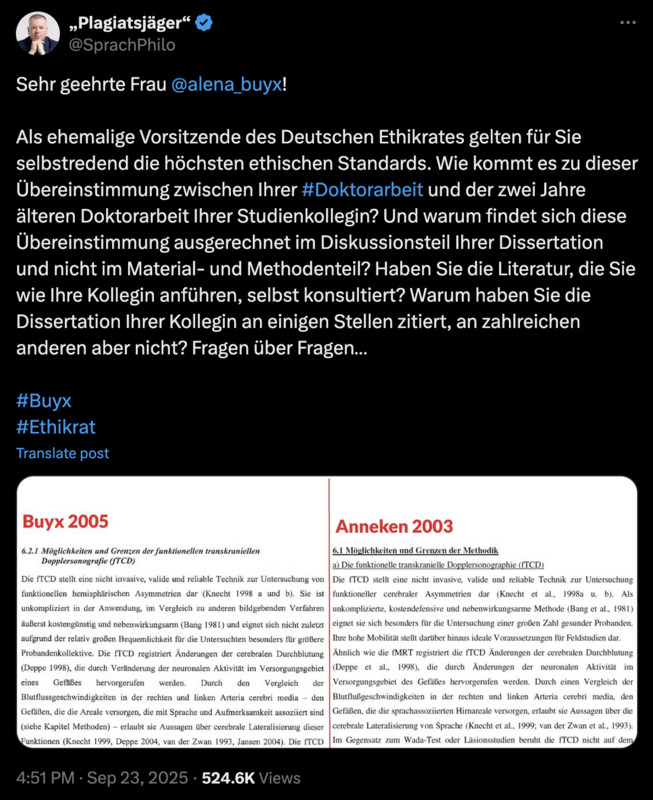 Der Plagiatsjäger sagt, die Rechtfertigungsblondine hat bei ihrer Doktorarbeit geklaut