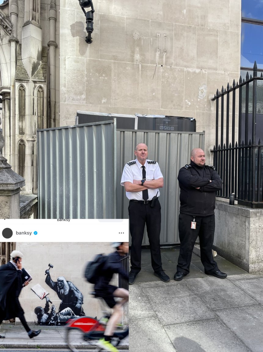 Dieses Kunstwerk von Banksy wird von der britischen Regierung nicht geliebt und deshalb verhüllt