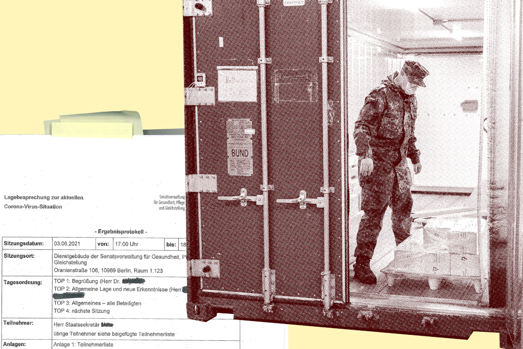 Pandemie in Berlin: Soldaten, die „Aussteigerkarten“ scannten