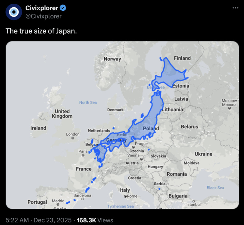 Die Grösse Japans im Vergleich Die Grösse Japans im Vergleich
