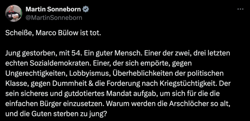 Scheisse, Marco Bülow ist tot