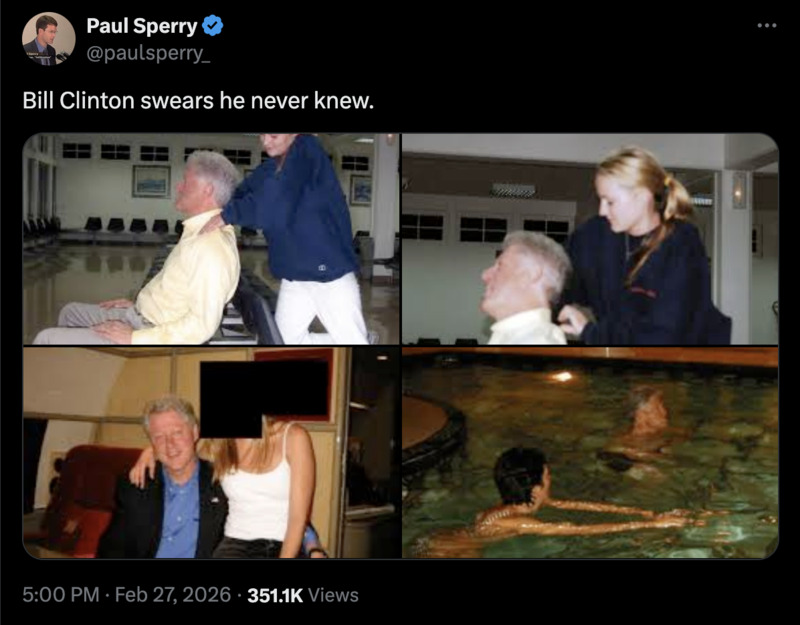 Bill Clinton schwört: “Ich hatte keine sexuelle Beziehung mit diesem Mann, Herrn Epstein”