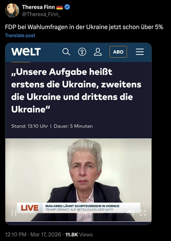 FDP bei Wahlumfragen in der Ukraine jetzt schon über 5%