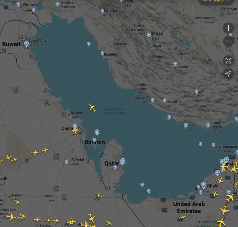 Wer wissen will, ob Iran die Munition ausgegangen ist, schaut einfach bei Flightradar24.com, ob sich der Luftverkehr über den Golfstaaten normalisiert hat