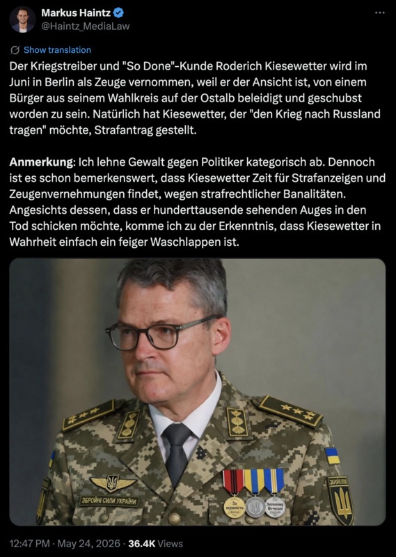 Der feige Waschlappen, der die anderen in den Tod schicken will
