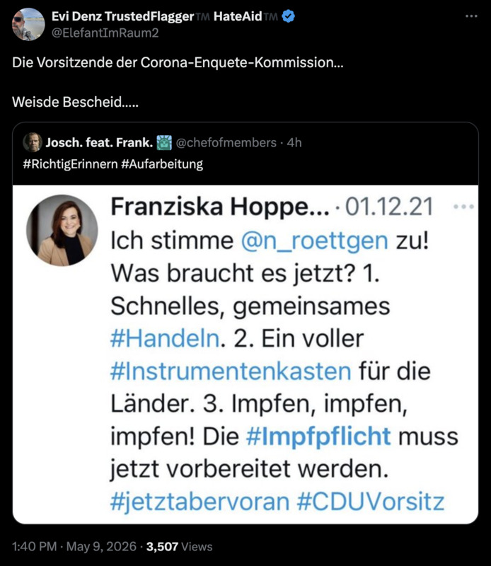 Meine sehr verehrten Damen und Herren, darf ich vorstellen: die Vorsitzende der Corona-Enquete-Kommission