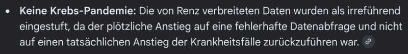 Je nach Spracheinstellung findet die Google-KI ganz unterschiedliche Ausreden, weshalb mit Einführung der “Impf”-Kampagne so viele Krebsfälle beim US-Militär gemeldet wurden