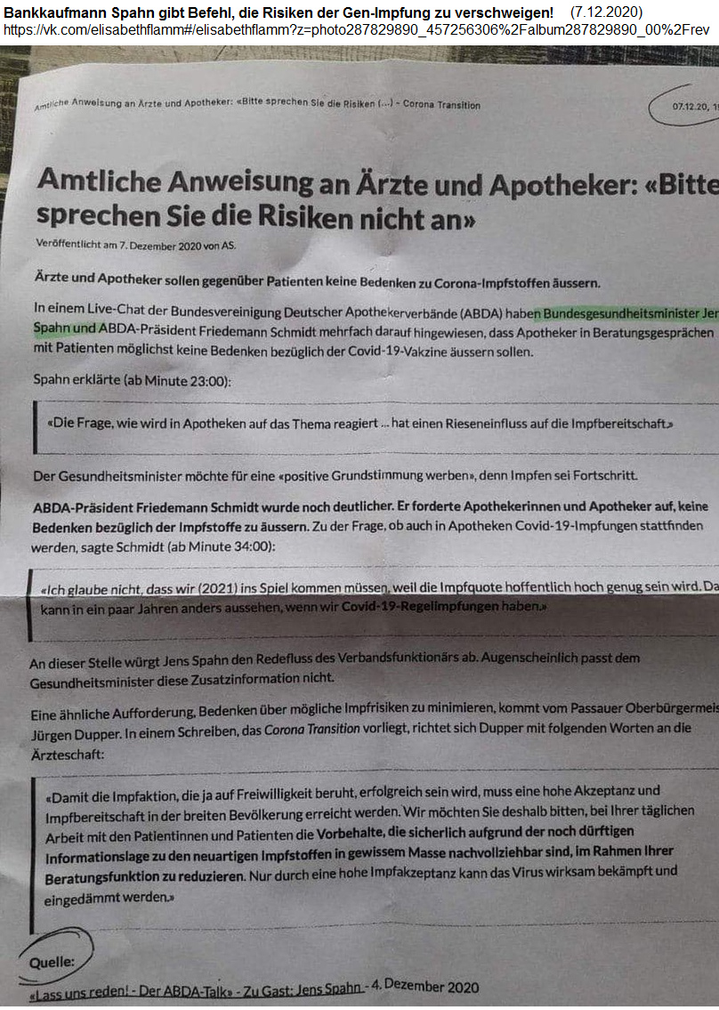 Amtliche Anweisung an Ärzte und Apotheker: «Bitte sprechen Sie die Risiken nicht an»
