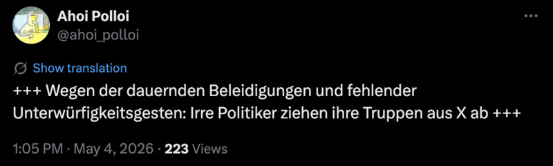 Fehlende Unterwürfigkeitsgesten