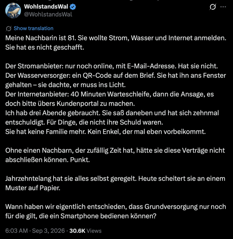 Grundversorgung nur noch für die, die ein Smartphone bedienen können