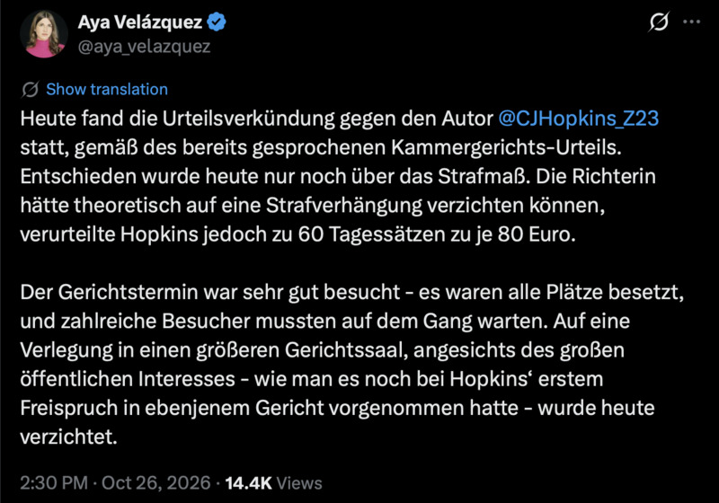 Hugh. Der Unrechtsstaat hat gesprochen.