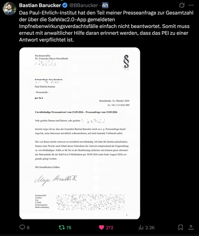 Das Paul-Unehrlich-Institut an seine Pflicht erinnern